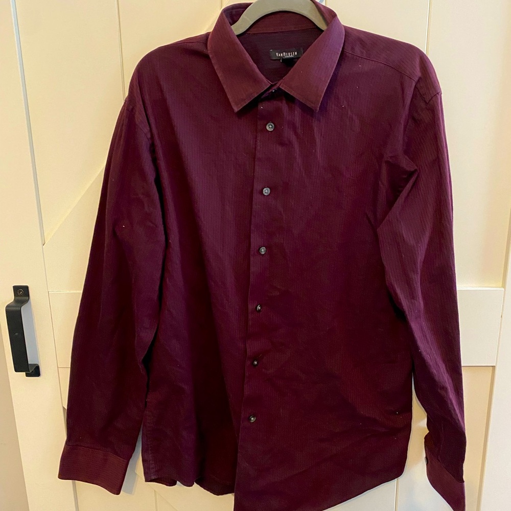 Burgundy Wine color Men’s Size Large  16-16.5 button down long sleeve shirt